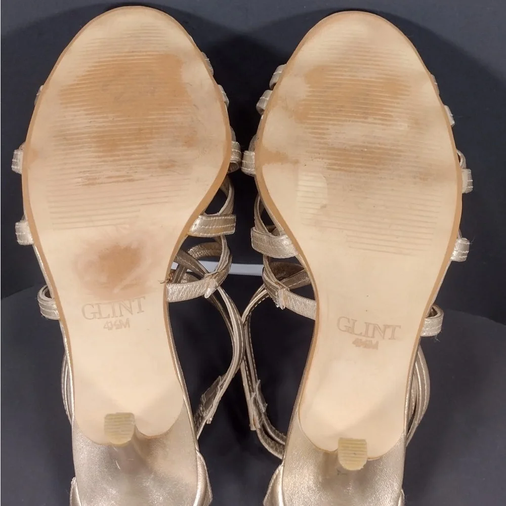 GLINT Elegante Gold Strappy Women's Sandals s 4.5 pre owned Exellent condition